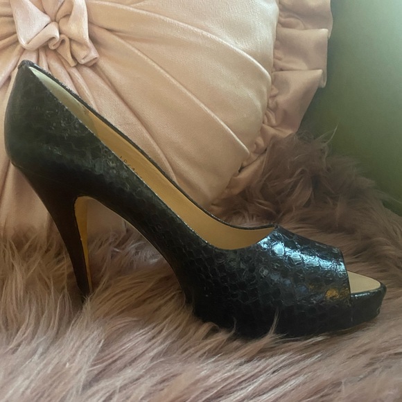 - GIUSEPPE ZANOTTI Black Snake Peep Toe Platform Pumps Size 37 high heels … - Picture 4 of 15